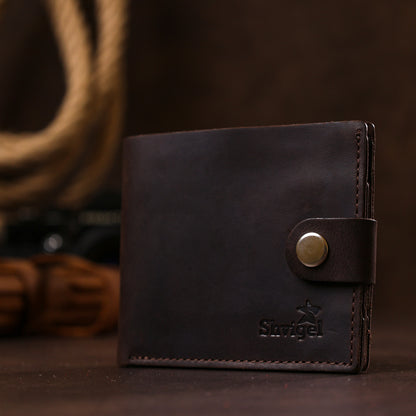 Matte Vintage Men's Wallet SHVIGEL 16454 Brown Genuine Leather Made in Ukraine