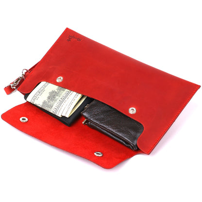 Vintage Leather Travel Cosmetic Bag SHVIGEL 16427 Red Genuine Leather for Women