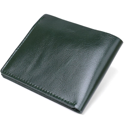 Stylish Small Leather Wallet SHVIGEL 16441 Green Made in Ukraine Natural Leather