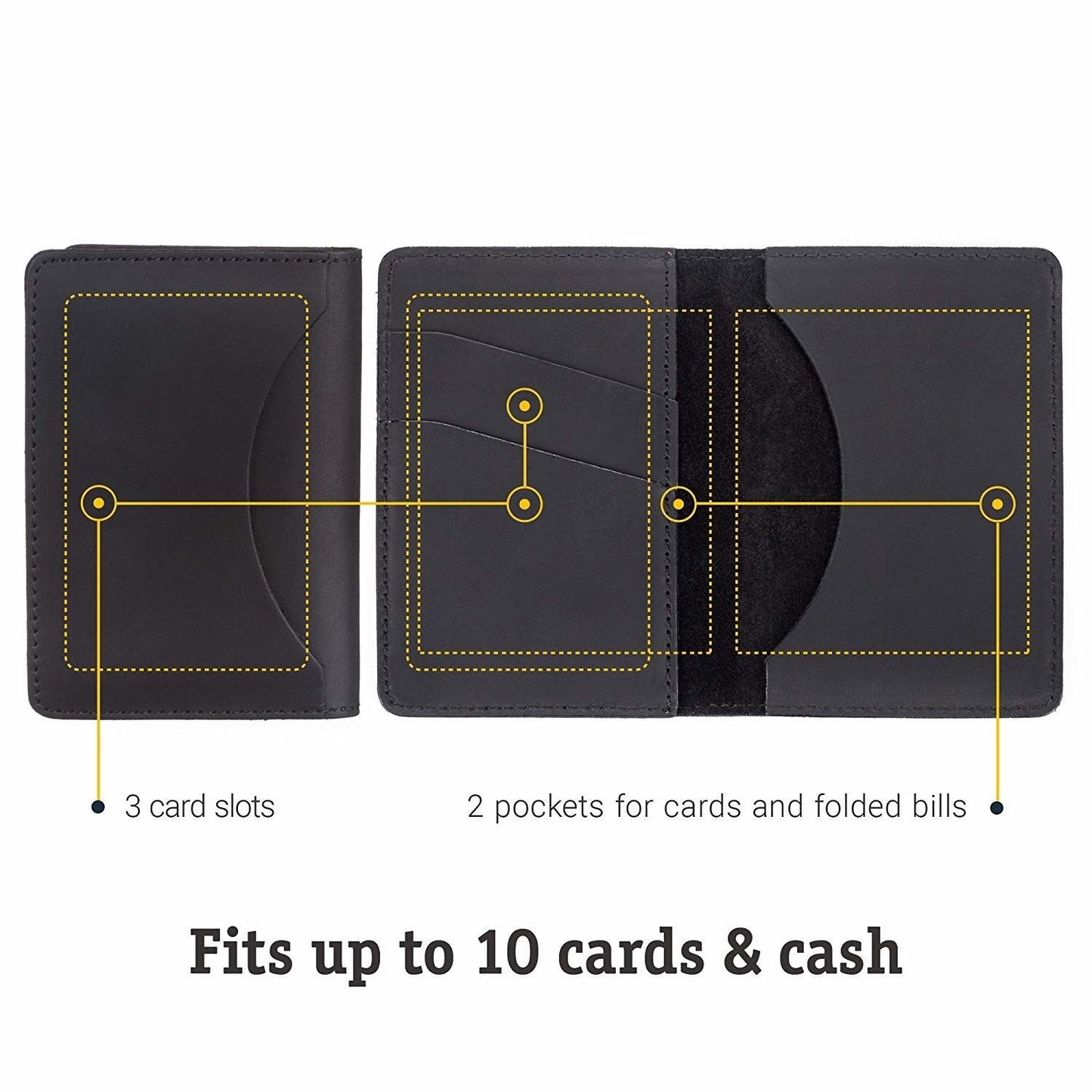 Business Card Holder SHVIGEL 00118 Black Genuine Leather for Visiting Cards