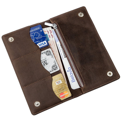 Vertical Men's Wallet SHVIGEL 16198 Brown Matte Genuine Leather Made in Ukraine