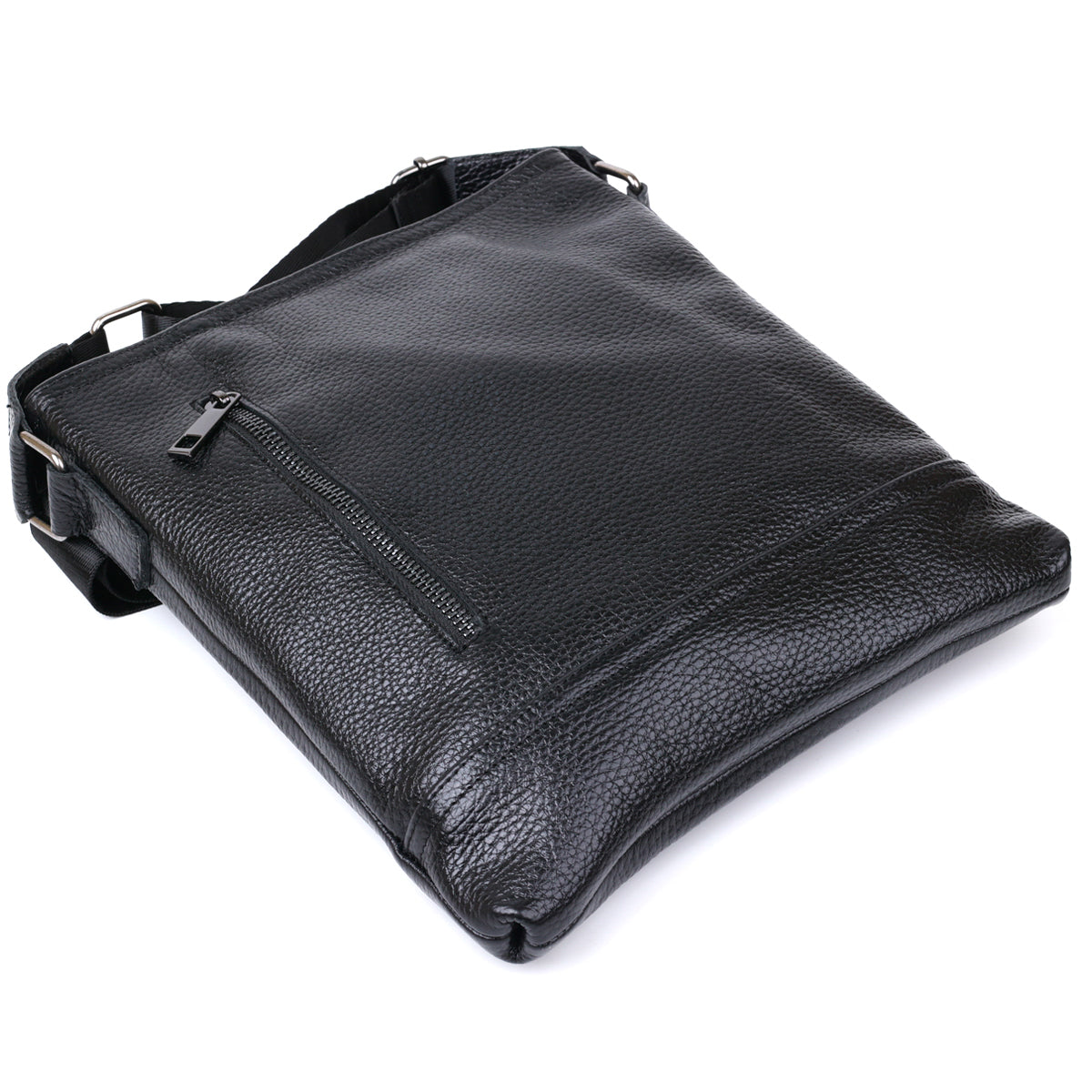 Stylish Leather Shoulder Bag for Men by SHVIGEL 11604 in Black, Made of Natural Leather