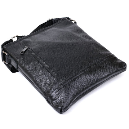 Stylish Leather Shoulder Bag for Men by SHVIGEL 11604 in Black, Made of Natural Leather