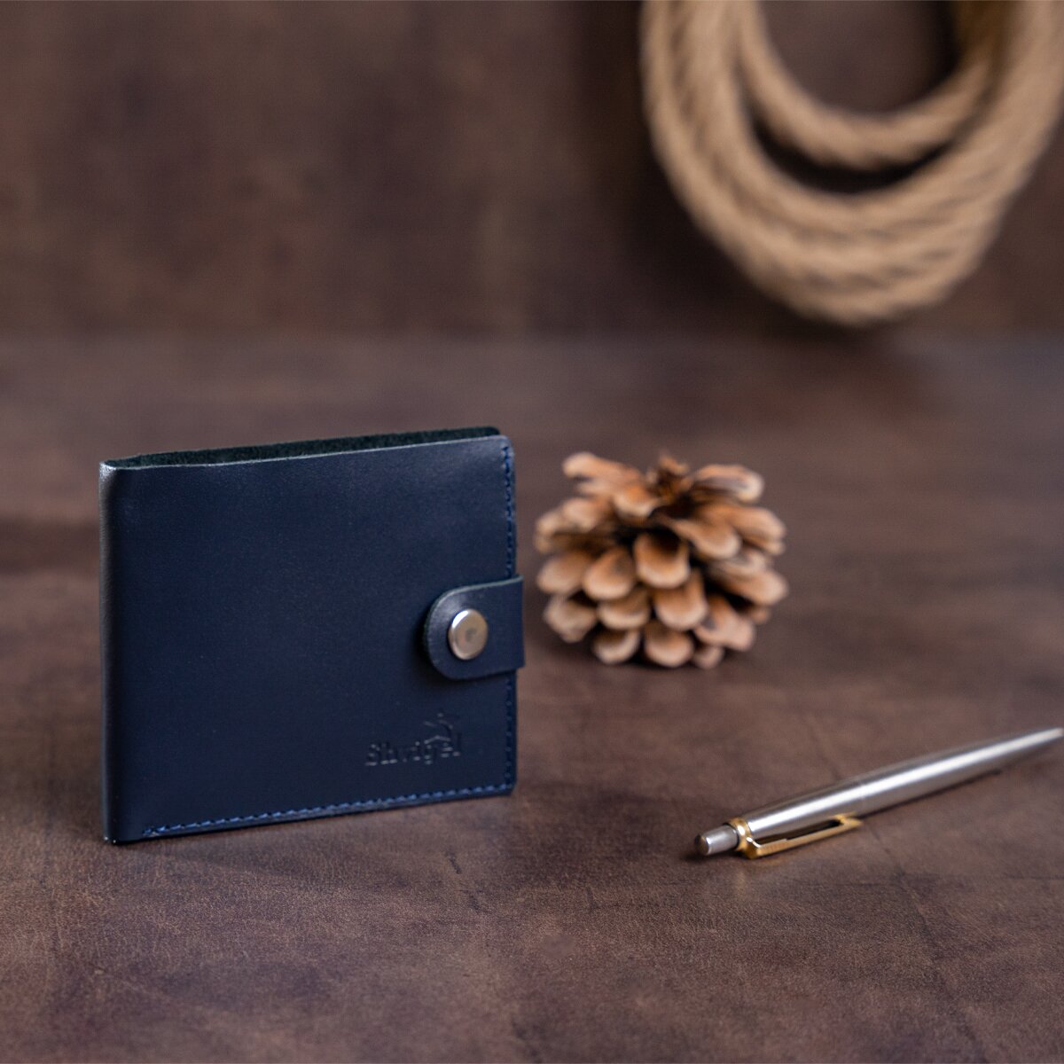 Horizontal Men's Wallet SHVIGEL 16216 Blue Genuine Leather from Ukraine