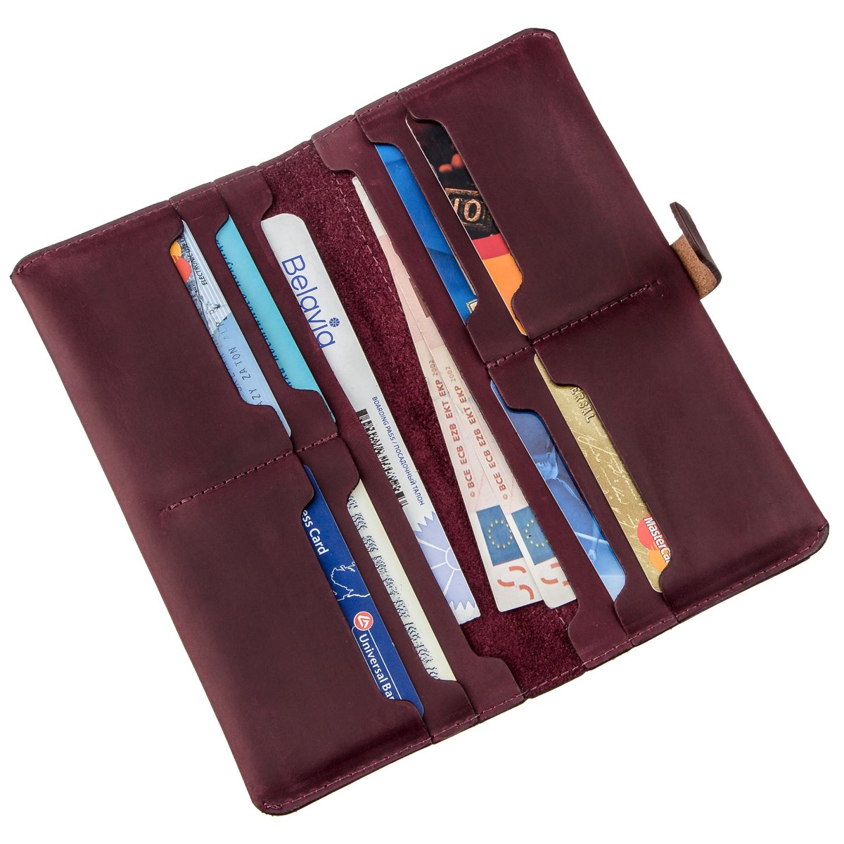 Vintage Leather Women's Wallet SHVIGEL 16205 Burgundy Made in Ukraine, Premium Quality