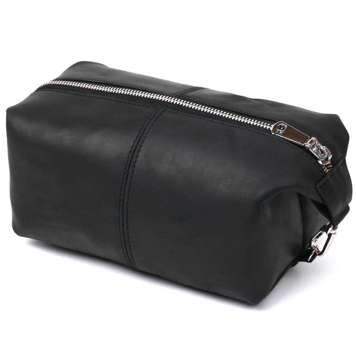 Stylish Vintage Cosmetic Bag SHVIGEL 16397 Black Natural Leather Made in Ukraine