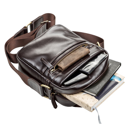 Leather Men's Bag SHVIGEL 11089 Brown Genuine Leather Made in Ukraine