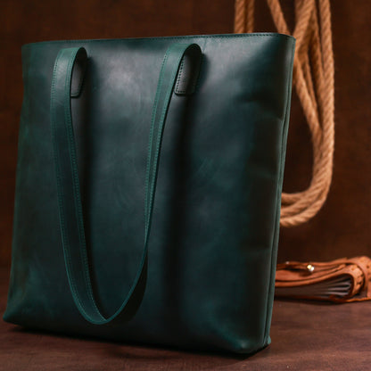 Vintage Women's Leather Bag SHVIGEL 16351 Green Natural Leather Ukraine