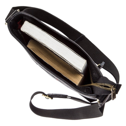 Men's SHVIGEL Leather Unclasped Bag 19119 Black - Genuine Leather, Ukraine Made