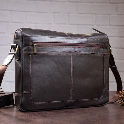 Leather Business Men's Shoulder Bag SHVIGEL 11251 Brown Genuine Leather Material