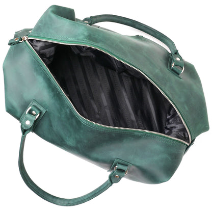 Travel Bag SHVIGEL 11128 Green Natural Leather Durable Design from Ukraine