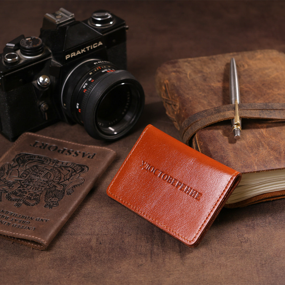 Leather Cover for Driver's Plastic Documents SHVIGEL 16077, Natural Leather, Ukraine