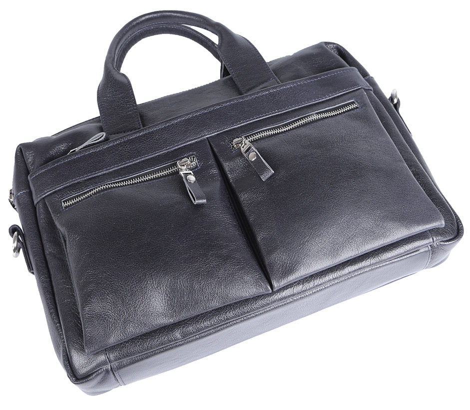 Laptop Bag SHVIGEL 00976 Blue Genuine Leather from Ukraine with Stylish Design
