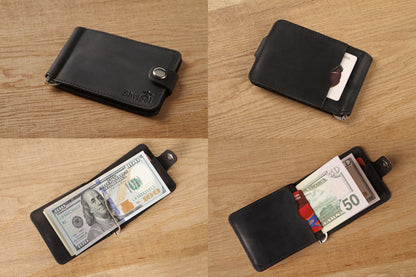 Vintage Leather Money Clip SHVIGEL 13787 Black Genuine Leather Ukraine