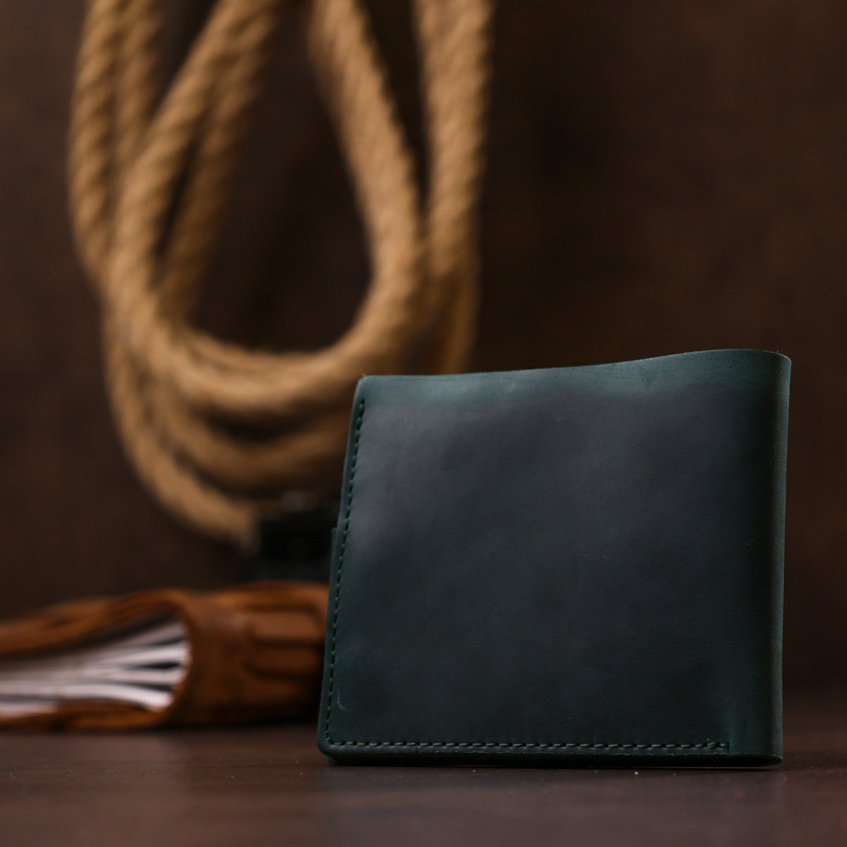 Fashionable Vintage Wallet SHVIGEL 16498 Green Genuine Leather, Ukraine Made