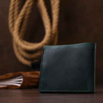 Fashionable Vintage Wallet SHVIGEL 16498 Green Genuine Leather, Ukraine Made