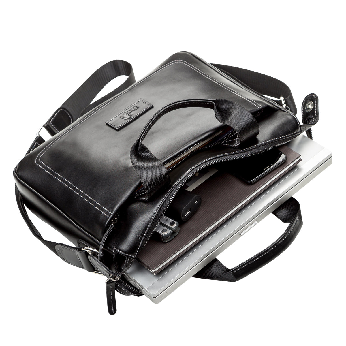 Men's Leather Bag SHVIGEL 11107 Black, Made in Ukraine, Natural Leather Material