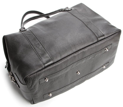 Travel Bag SHVIGEL 00881 Black Natural Leather Handmade in Ukraine