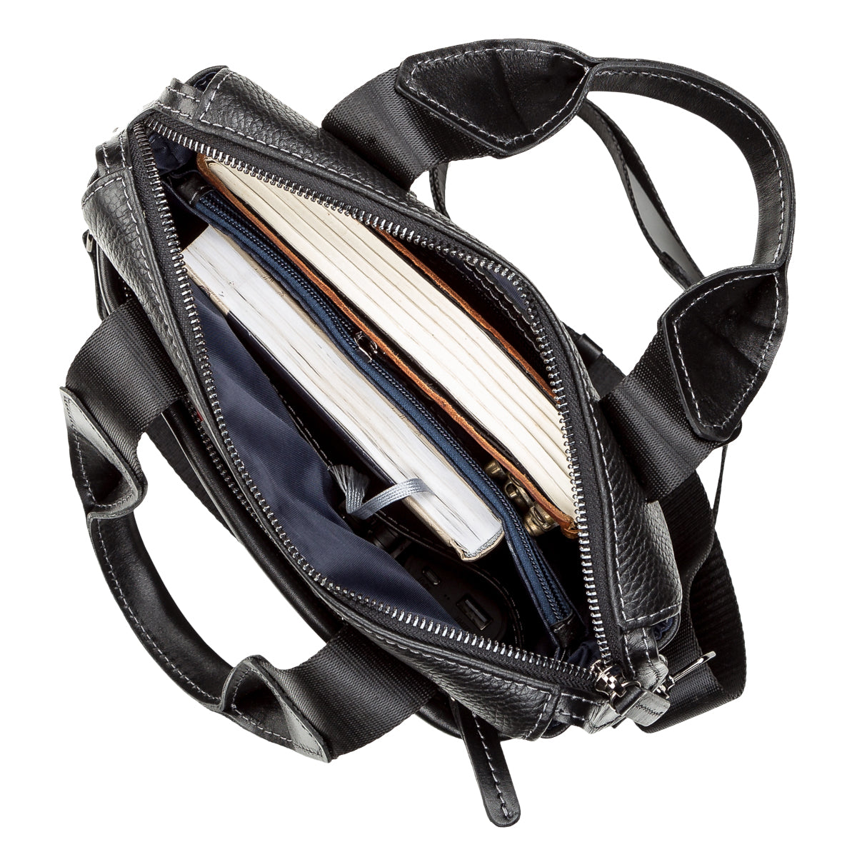 Men's Genuine Leather Bag SHVIGEL 11121 Black - Natural Leather, Ukrainian Craftsmanship