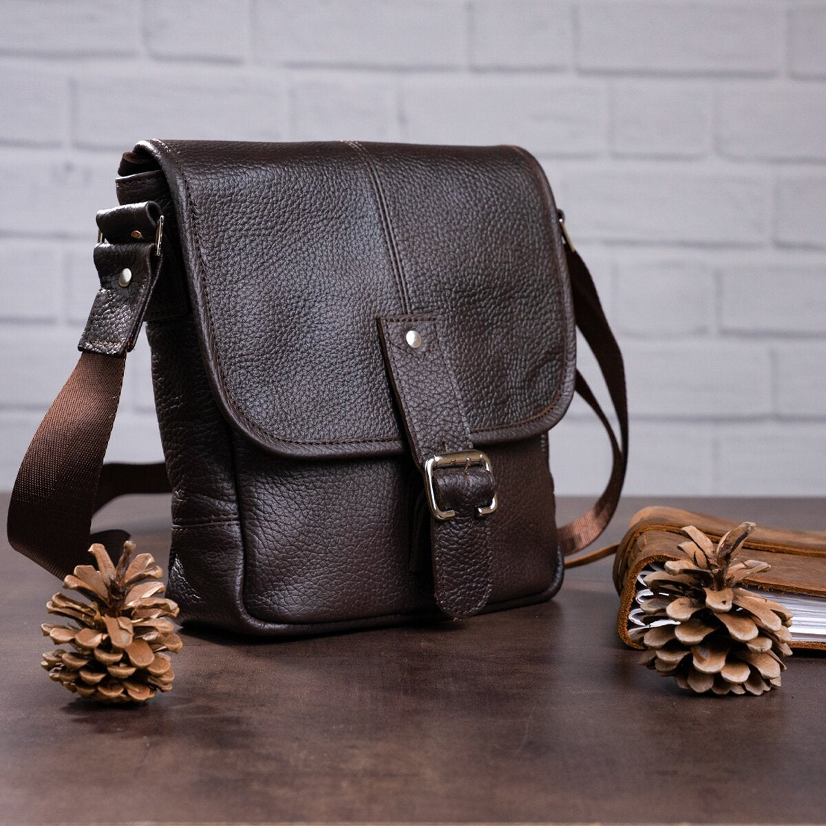 Leather Handbag SHVIGEL 00854 Brown - Genuine Leather, Made in Ukraine