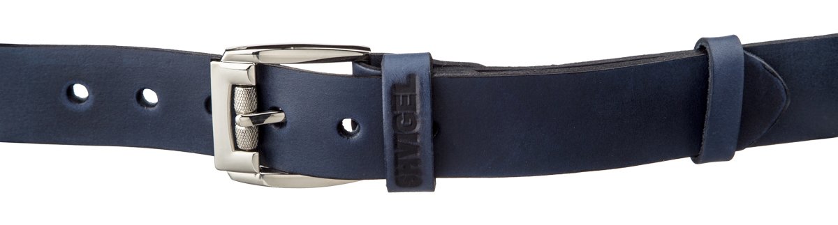 Classic Men's Leather Belt SHVIGEL 11254 Blue Natural Leather Made in Ukraine