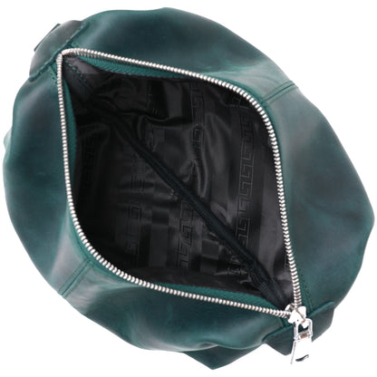 Leather Matte Cosmetic Bag SHVIGEL 16399 Green Natural Leather Ukraine