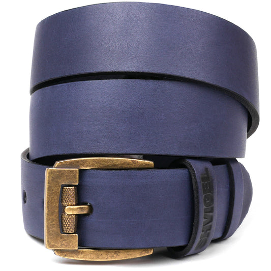 Leather Men's Belt SHVIGEL 11258 Blue Genuine Leather Made in Ukraine