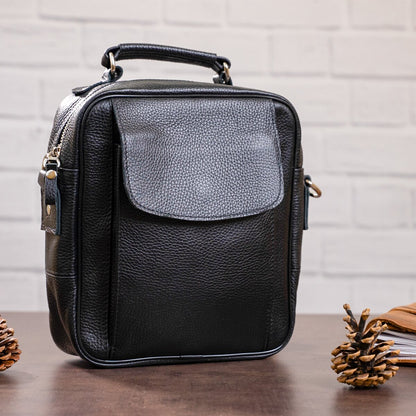 SHVIGEL Leather Bag 00875 High-Quality Black Genuine Leather Ukraine Crafted