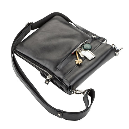 Leather Bag SHVIGEL 11124 Black Natural Leather Made in Ukraine with Durable Design