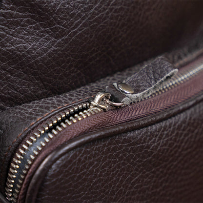 Leather Messenger Bag SHVIGEL 00899 Brown Genuine Leather, Made in Ukraine