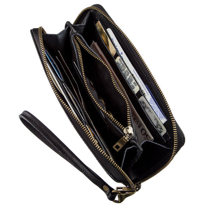 Men's Horizontal Leather Clutch by SHVIGEL 19120 in Black - Genuine Leather, Ukrainian Craftsmanship