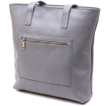 Leather Women's Shopper Bag SHVIGEL 16360 Grey Made in Ukraine Natural Leather