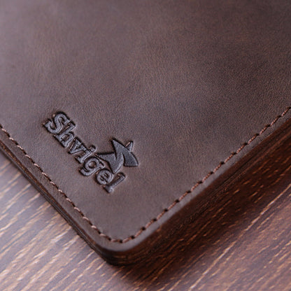 Vintage Leather Wallet SHVIGEL 16601 Brown Natural Leather Handmade Design