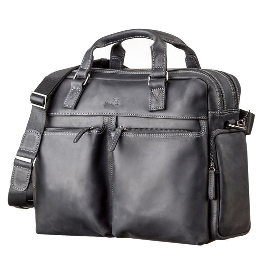 Men's Leather Bag SHVIGEL 11117 Black Crafted from Natural Leather in Ukraine