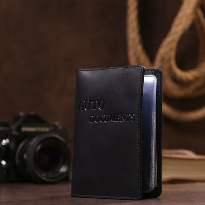 Leather Car Document Holder SHVIGEL 13923 Black Natural Leather for Drivers