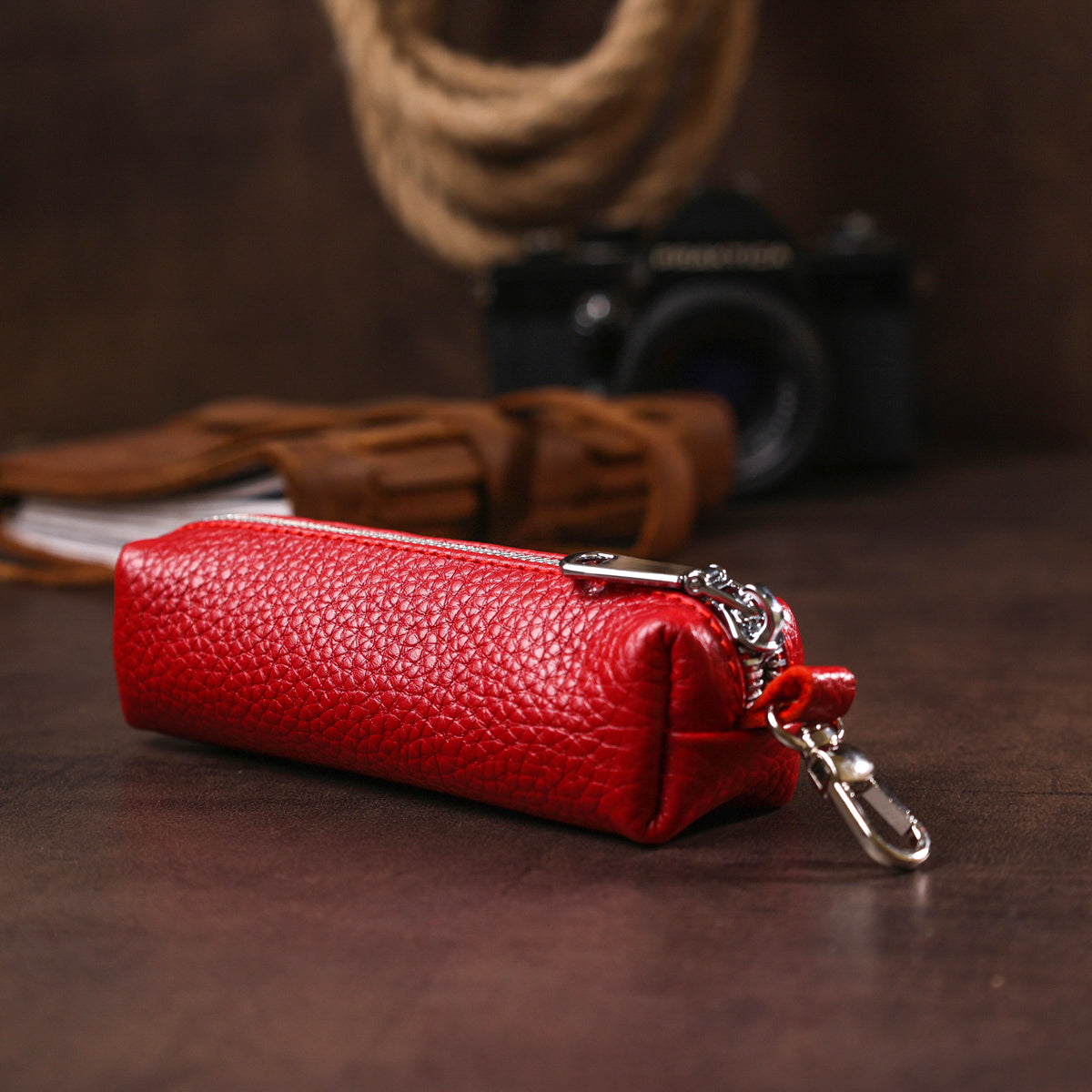 Leather Women's Key Holder SHVIGEL 16537 Red Natural Leather for Keys