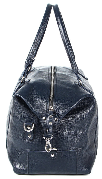 Travel Bag SHVIGEL 00888 Blue Natural Leather Made in Ukraine, Stylish Design