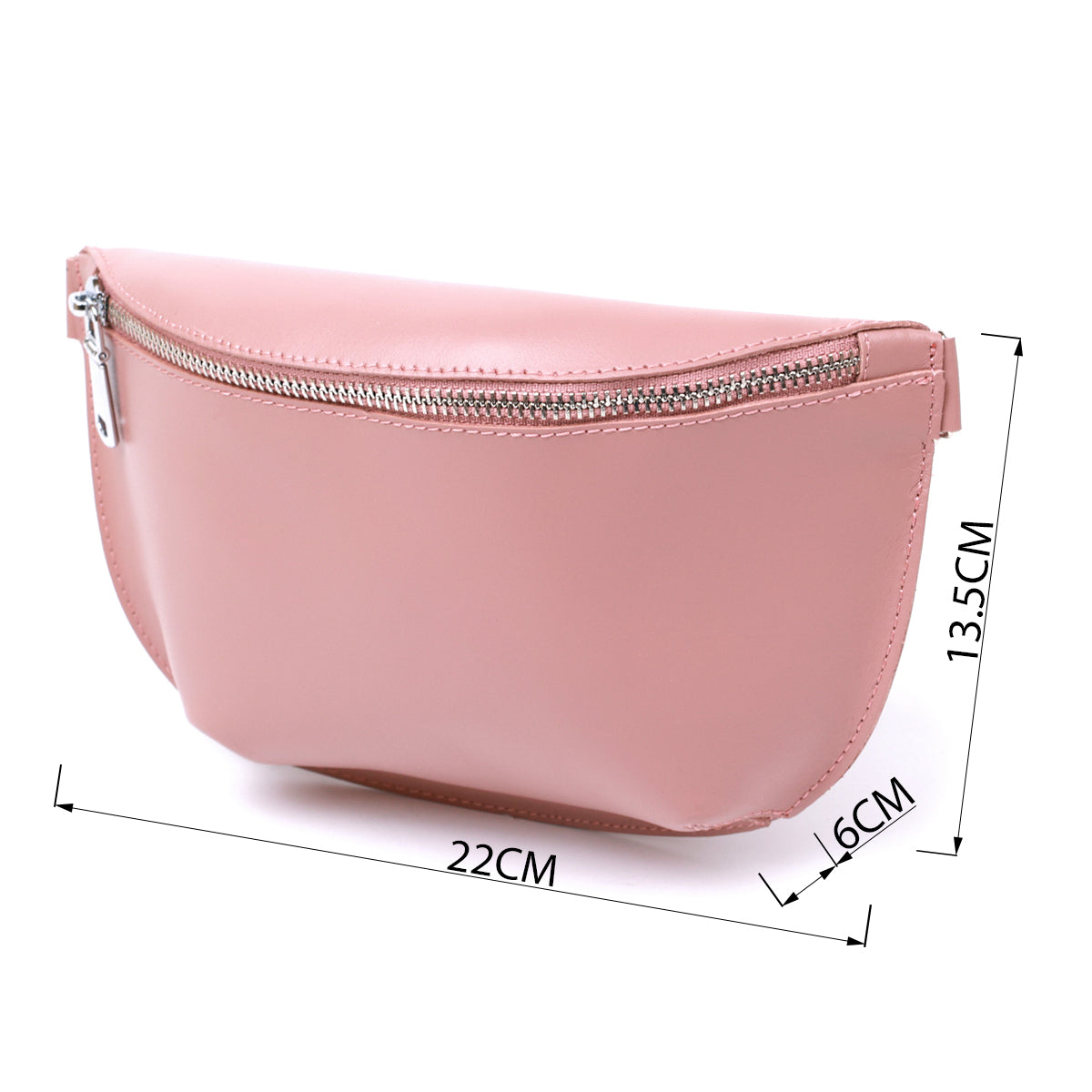 Women's Practical Leather Fanny Pack SHVIGEL 16385 Pink, Made in Ukraine