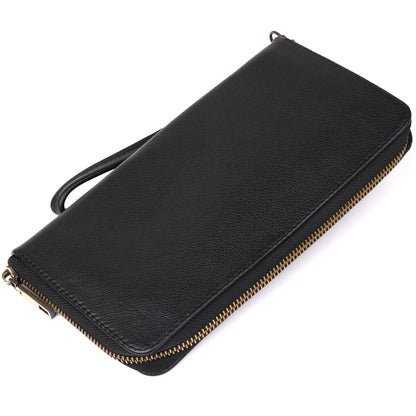 Men's Horizontal Leather Clutch by SHVIGEL 19120 in Black - Genuine Leather, Ukrainian Craftsmanship