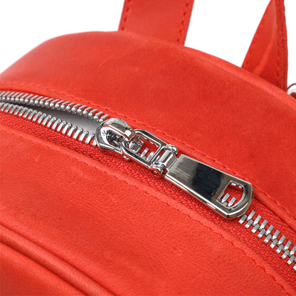Vintage Leather Women's Backpack by SHVIGEL 16327 in Red - Made in Ukraine, Genuine Leather