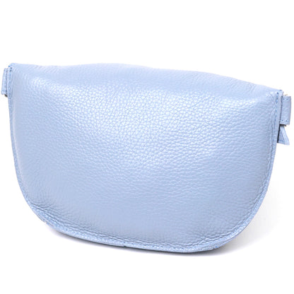 Comfortable SHVIGEL Leather Women's Belt Bag 16374 in Blue - Made in Ukraine