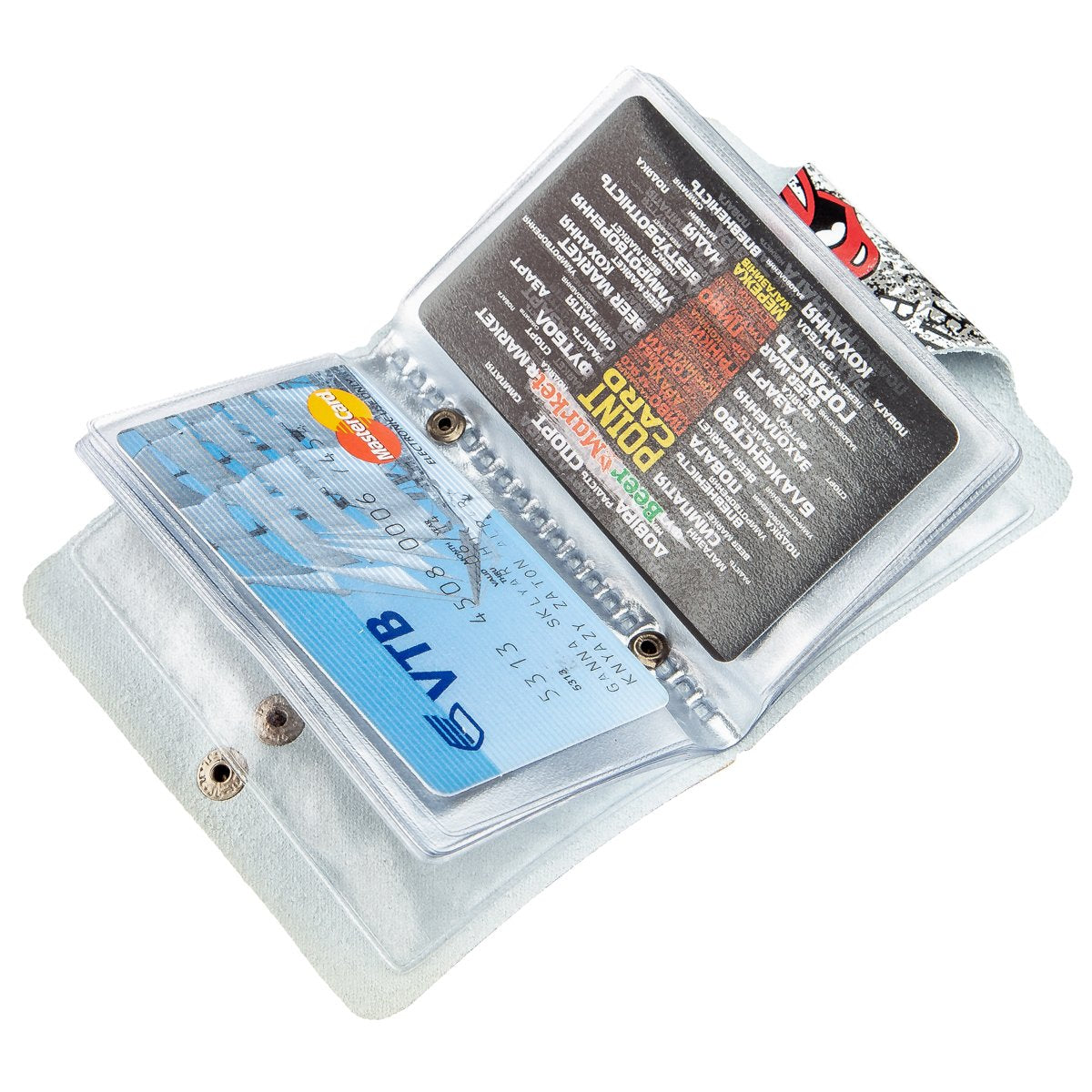 Vertical Leather Business Card Holder SHVIGEL 19079 White - Natural Leather, Made in Ukraine