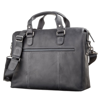Leather Laptop Bag SHVIGEL 11111 Black Genuine Leather Made in Ukraine