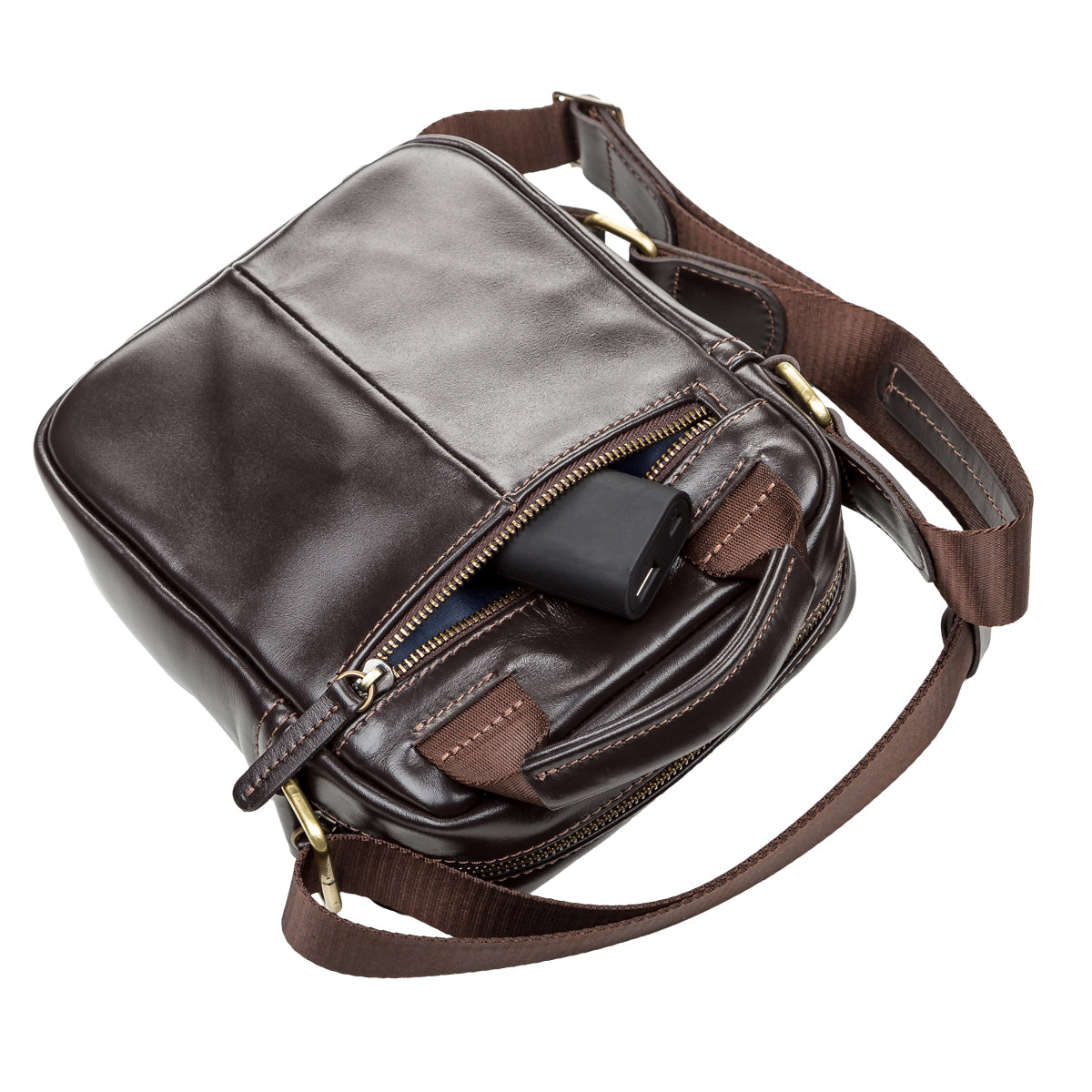 Leather Men's Bag SHVIGEL 11089 Brown Genuine Leather Made in Ukraine