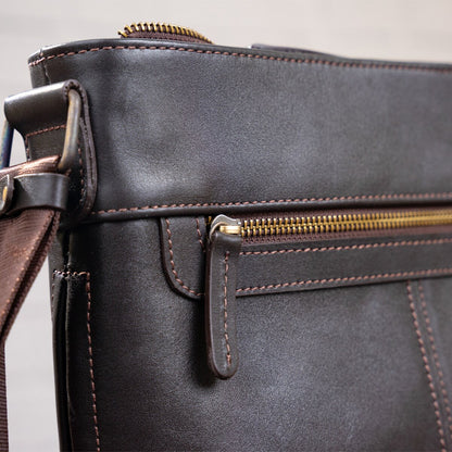 Men's Multifunctional Bag SHVIGEL 11178 Brown Smooth Leather - Natural Leather Quality