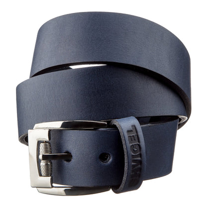 Classic Men's Leather Belt SHVIGEL 11254 Blue Natural Leather Made in Ukraine