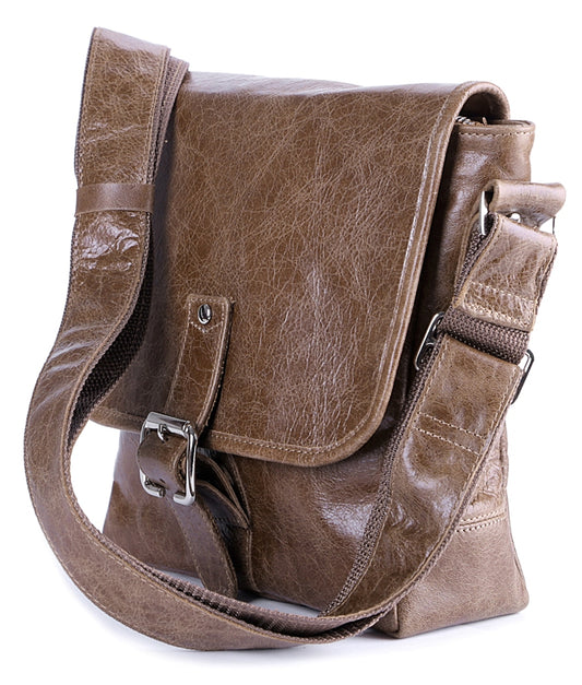 Leather Bag SHVIGEL 00918 Brown Genuine Cowhide Handmade in Ukraine