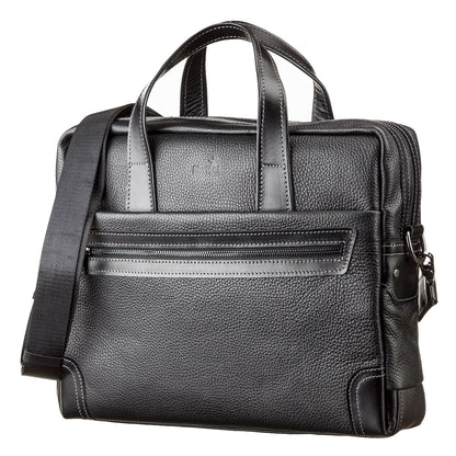 Leather Laptop Bag SHVIGEL 11110 Black Natural Leather Made in Ukraine