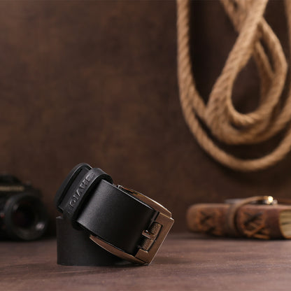 Men's Leather Belt SHVIGEL 10084 Black Genuine Leather Made in Ukraine