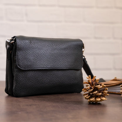 Men's Leather Bag SHVIGEL 11038 Black Natural Leather Made in Ukraine